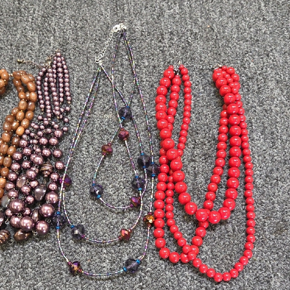 5 Unbranded Multi-Strand Beaded Necklace - Red and Brown Options - Picture 2 of 11